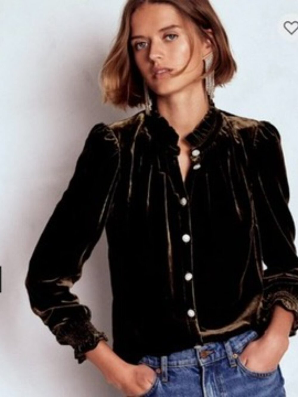 Boden Lorna Pleat Neck Velvet Top In Espresso Sz 10 Romantic Whimsigoth